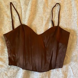 Zara Brown Leather Crop Top